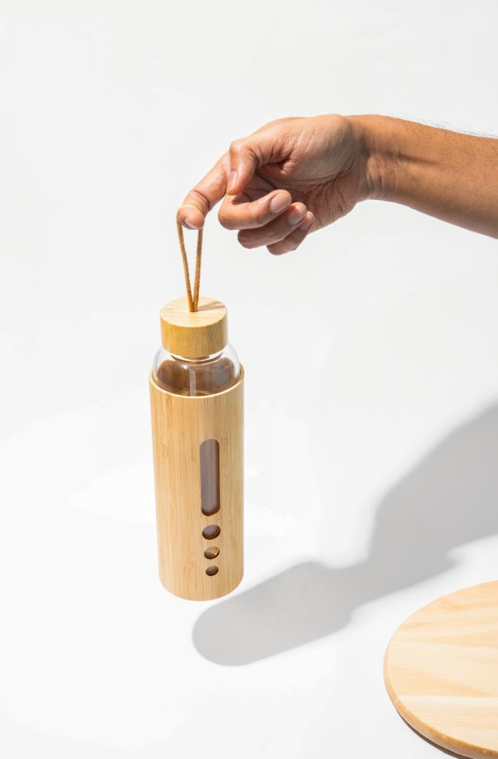 Glass Water Bottle | Natural Bamboo Cover