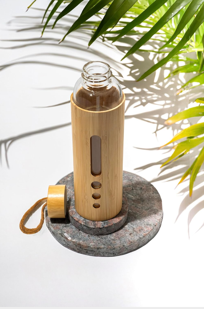 Glass Water Bottle | Natural Bamboo Cover