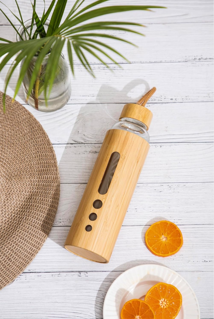 Glass Water Bottle | Natural Bamboo Cover