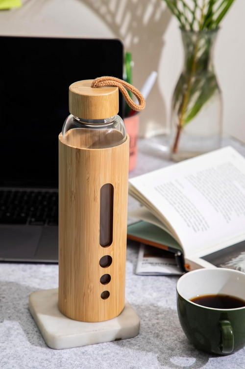 Glass Water Bottle | Natural Bamboo Cover